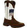 Durango Lady Rebel by Women's Distressed Flag Embroidery Western Boot, BAY BROWN/WHITE, M, Size 9.5 DRD0394